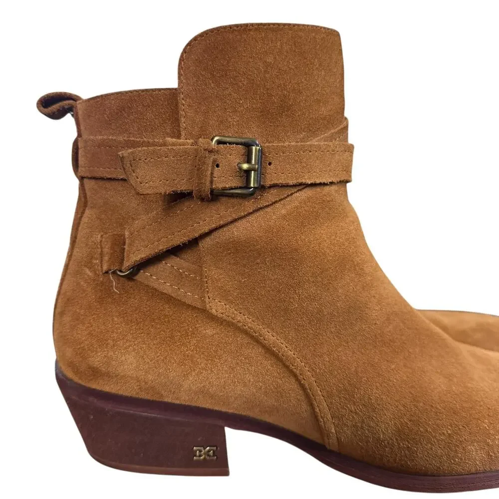 Sam Edelman Polina Suede Leather Chunky Block Heel Ankle Boots Booties Shoes 11